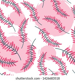 Tropical seamless pattern leaves. Jungle background. Vector Illustration