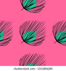 Tropical seamless pattern with leaves. Leaves of Montrera, banana and palm.
