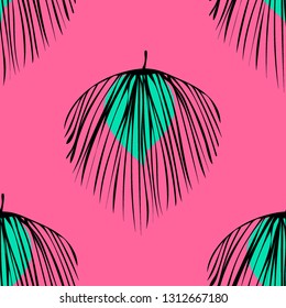 Tropical seamless pattern with leaves. Leaves of Montrera, banana and palm.