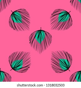 Tropical seamless pattern with leaves. Leaves of Montrera, banana and palm.