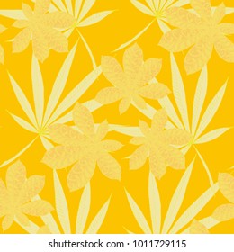 Tropical Seamless Pattern With Leaves of Palm Trees in Black and White. Hand Drawn Tropic Texture In Zentangle Style. Ornate Seamless Background for Print, Interior, Wallpaper, Swimwear.