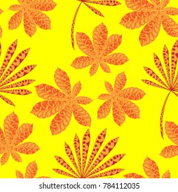 Tropical Seamless Pattern With Leaves of Palm Trees in Black and White. Hand Drawn Rainforest Texture In Zentangle Style. Ornate Seamless Background for Print, Interior, Wallpaper, Swimwear. Vector.