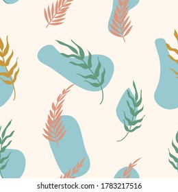Tropical Seamless Pattern with Tropical leaves pastel color