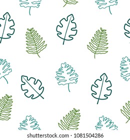 Tropical seamless pattern of leaves. Vector illustration for print. Summer background for design.