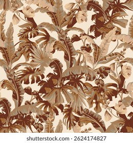 Padrão tropical sem emenda com folhas. Vetor