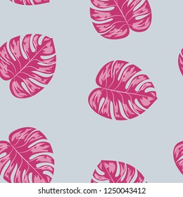 Tropical seamless pattern with leaves.Exotic tropical isolated leaves. Fashionable summer background with leaves for fabric, wallpaper, paper, covers.