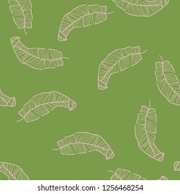 Tropical seamless pattern with leaves.Exotic tropical isolated leaves. Fashionable summer background with leaves for fabric, wallpaper, paper, covers.