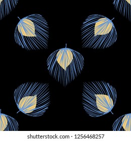 Tropical seamless pattern with leaves.Exotic tropical isolated leaves. Fashionable summer background with leaves for fabric, wallpaper, paper, covers.