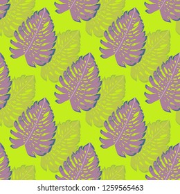 Tropical seamless pattern with leaves.Exotic tropical isolated leaves. Fashionable summer background with leaves for fabric, wallpaper, paper, covers.