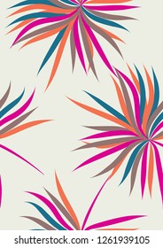 Tropical seamless pattern with leaves.Exotic tropical isolated leaves. Fashionable summer background with leaves for fabric, wallpaper, paper, covers.