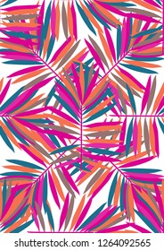 Tropical seamless pattern with leaves.Exotic tropical isolated leaves. Fashionable summer background with leaves for fabric, wallpaper, paper, covers.