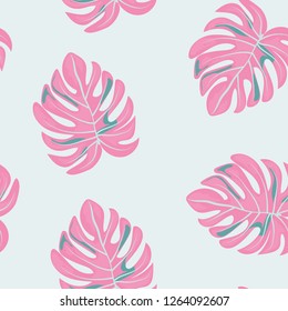 Tropical seamless pattern with leaves.Exotic tropical isolated leaves. Fashionable summer background with leaves for fabric, wallpaper, paper, covers.