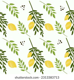 tropical seamless pattern with lemon fruit. Fruit repeat background.