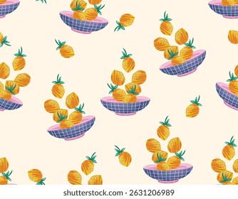 Padrão tropical sem emenda com limão, laranjas. Fundo repetido do fruto. Ilustração vetorial NÃO AI, Design para tecido de moda papel de parede de embalagem e todas as impressões