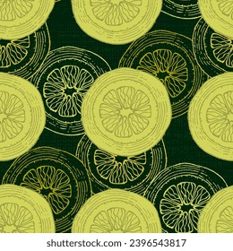 Tropical seamless pattern with lemons. Cute fruit summer background. Vector bright modern print for paper, cover, fabric.