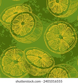 Tropical seamless pattern with lemons. Fruit repeated background. Vector bright print for for banners, cards, flyers, social media wallpapers, etc.
