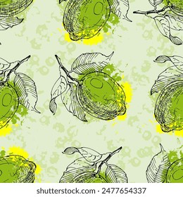 Patrón tropical sin costuras con limones aislados en el fondo. Diseño para textil, papel de embalaje, Fondo de pantalla.