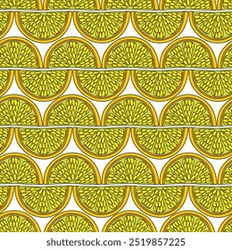 Tropical seamless pattern with Lemons isolated on background. Design for textile, wrapping paper, wallpaper.