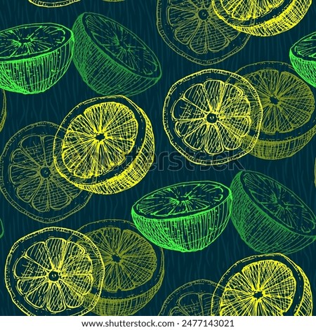 Tropical seamless pattern with Lemons isolated on background. Design for textile, wrapping paper, wallpaper.