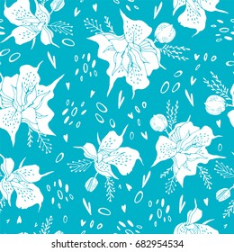 Tropical seamless pattern with lilies.
