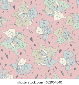 Tropical seamless pattern with lilies.