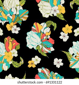 Tropical seamless pattern with lilies.