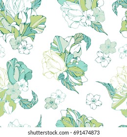 Tropical seamless pattern with lilies.