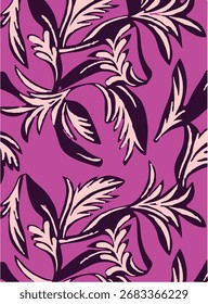 Patrón tropical sin fisuras con hojas tropicales lineales. Fondo botánico de arte de línea. Ilustración vectorial dibujada a mano. Patrón de palma de bambú botánico sin fisuras con exuberantes hojas de la selva, ramas orgánicas, 
