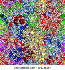 Tropical seamless pattern with many abstract flowers. Varicolored vector seamless illustration.