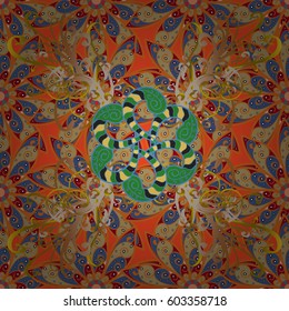 Tropical seamless pattern with many abstract flowers. Varicolored vector seamless illustration.