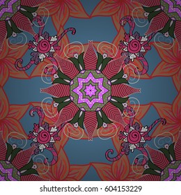 Tropical seamless pattern with many abstract flowers. Varicolored vector seamless illustration.