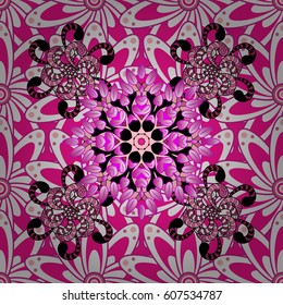 Tropical seamless pattern with many abstract flowers. Varicolored vector seamless illustration.