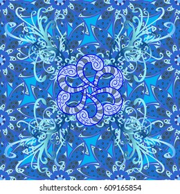 Tropical seamless pattern with many abstract flowers. Varicolored vector seamless illustration.