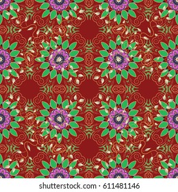Tropical seamless pattern with many abstract flowers. Varicolored vector seamless illustration.