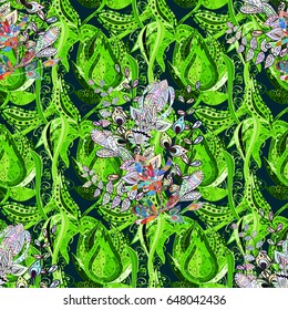 Tropical seamless pattern with many abstract flowers. Varicolored vector seamless illustration.