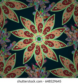 Tropical seamless pattern with many abstract flowers. Varicolored vector seamless illustration.