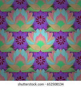 Tropical seamless pattern with many abstract flowers. Varicolored vector seamless illustration.