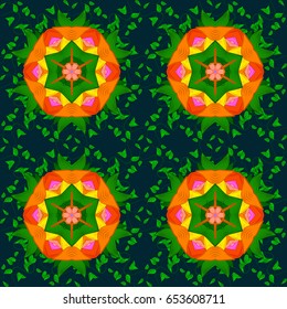 Tropical seamless pattern with many abstract flowers. Varicolored vector seamless illustration.