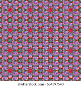 Tropical seamless pattern with many abstract flowers. Varicolored vector seamless illustration.