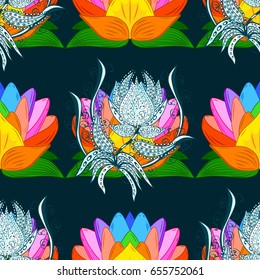 Tropical seamless pattern with many abstract flowers. Varicolored vector seamless illustration.