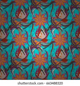 Tropical seamless pattern with many abstract flowers. Varicolored vector seamless illustration.