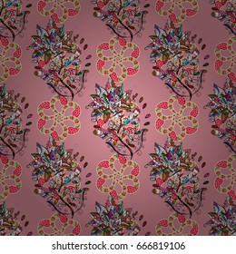 Tropical seamless pattern with many abstract flowers. Varicolored vector seamless illustration.
