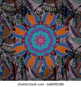 Tropical seamless pattern with many abstract flowers. Varicolored vector seamless illustration.