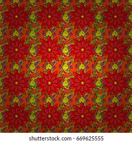 Tropical seamless pattern with many abstract flowers. Varicolored vector seamless illustration.