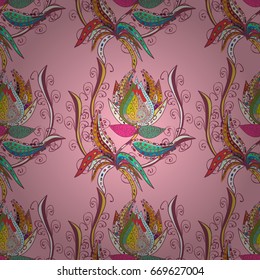 Tropical seamless pattern with many abstract flowers. Varicolored vector seamless illustration.