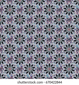 Tropical seamless pattern with many abstract flowers. Cute Floral pattern in the small flower. Varicolo vector seamless illustration.