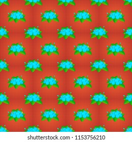 Tropical seamless pattern with many blue, orange and green hibiscus flowers. Blue, orange and green vector seamless pattern. Vector illustration.