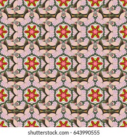 Tropical seamless pattern with many blue abstract flowers. Varicolored vector seamless illustration.