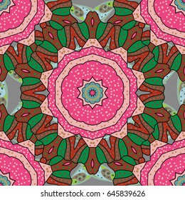 Tropical seamless pattern with many blue abstract flowers. Varicolored vector seamless illustration.