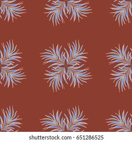 Tropical seamless pattern with many blue abstract flowers. Varicolored vector seamless illustration.